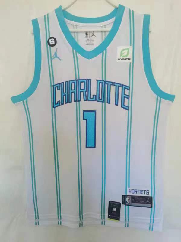 Men Charlotte Hornets #1 Ball White Game 22-23 NBA Jersey